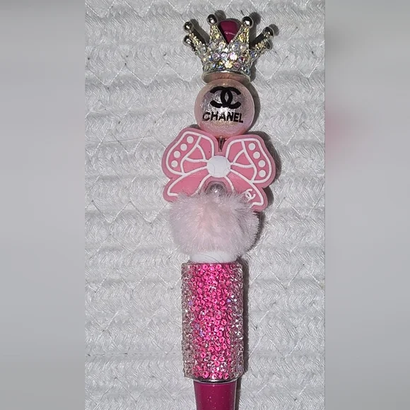 Pink Princess Wand with Crown and Bow Designer Inspired Glam Pen - Picture 1 of 2